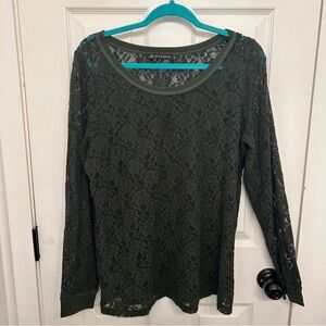 Women’s Lace Long Sleeved Shirt - XL Dark Green